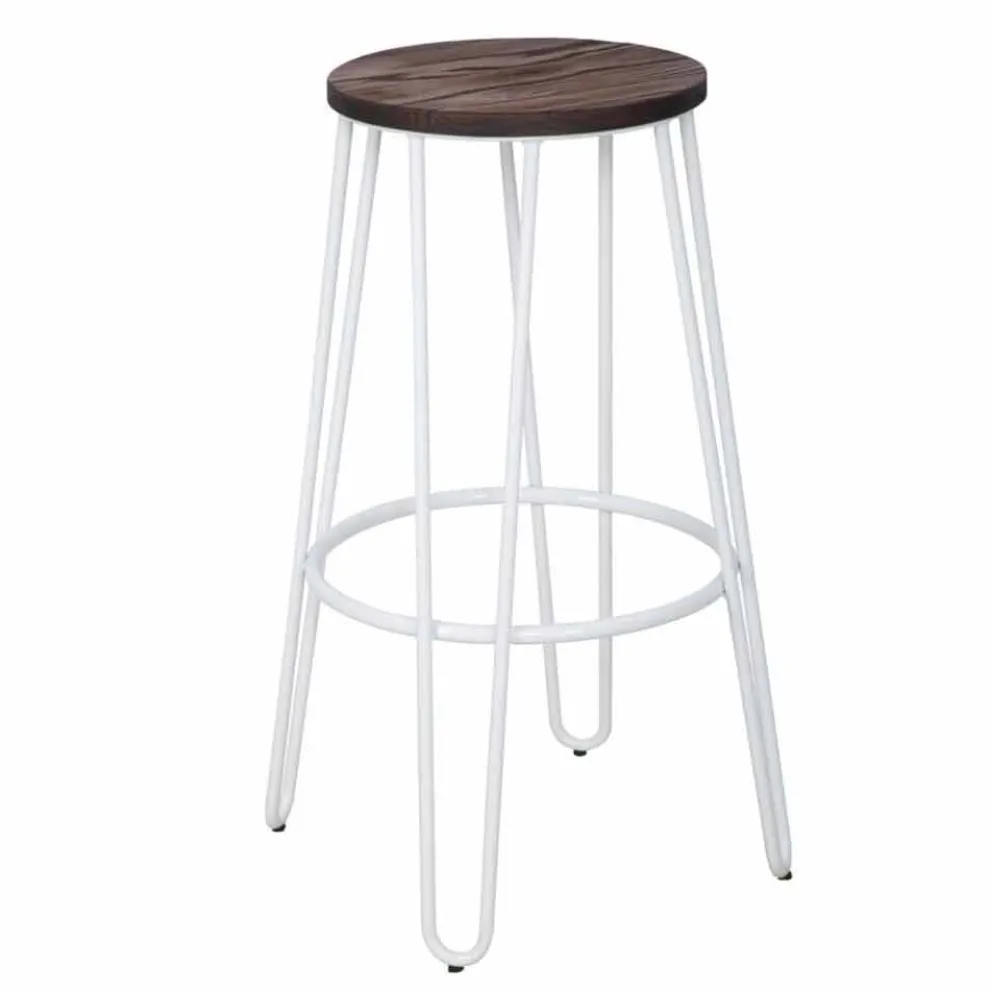 Hocker im Industriestil mit modernem Design aus Holz und Eisen, 2-teilig - Belia