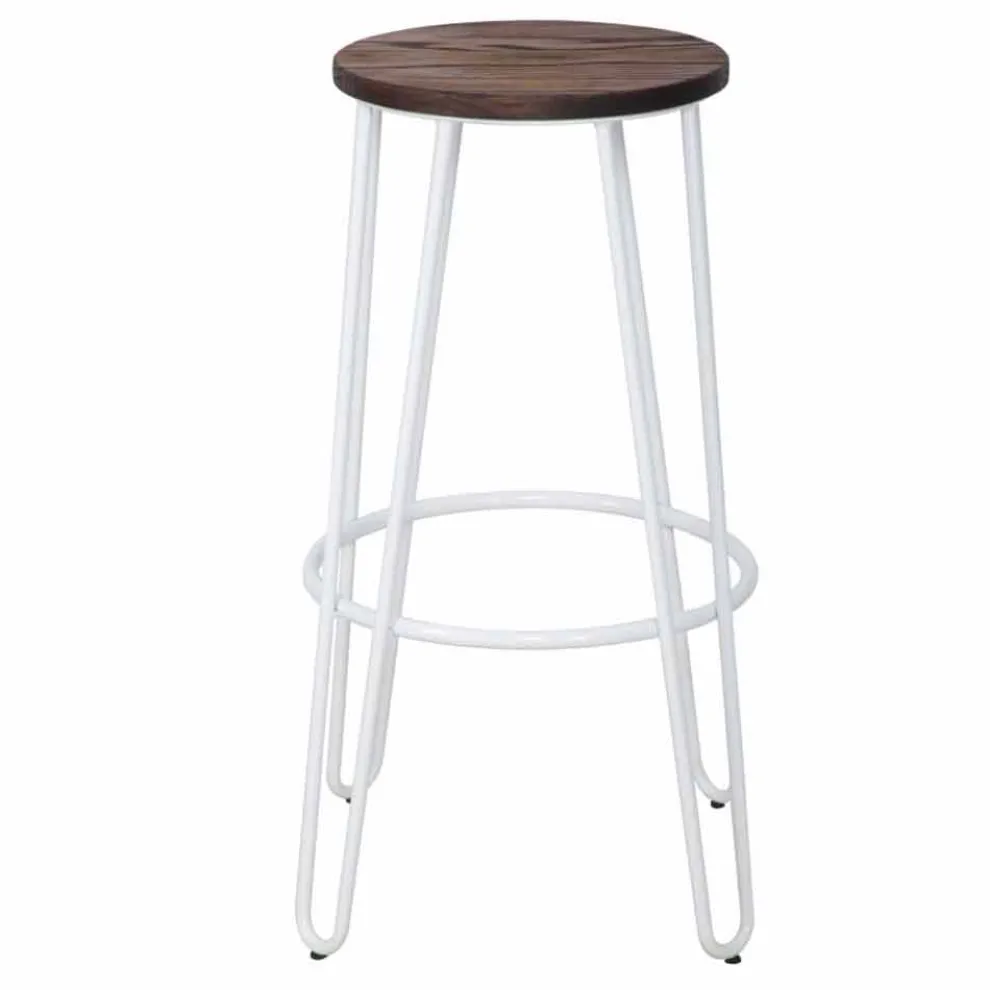 Hocker im Industriestil mit modernem Design aus Holz und Eisen, 2-teilig - Belia