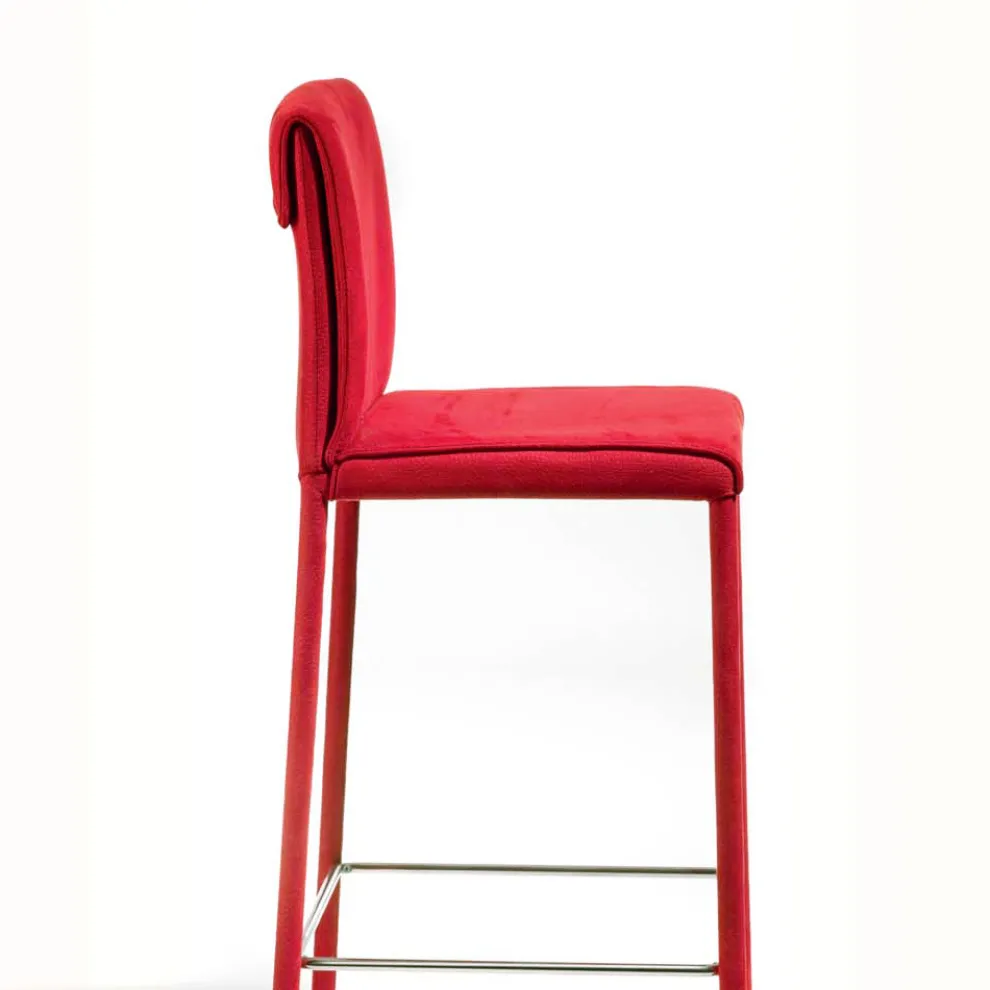 Hocker komplett gepolstert mit roter Technofaser, hergestellt in Italien – Schirm