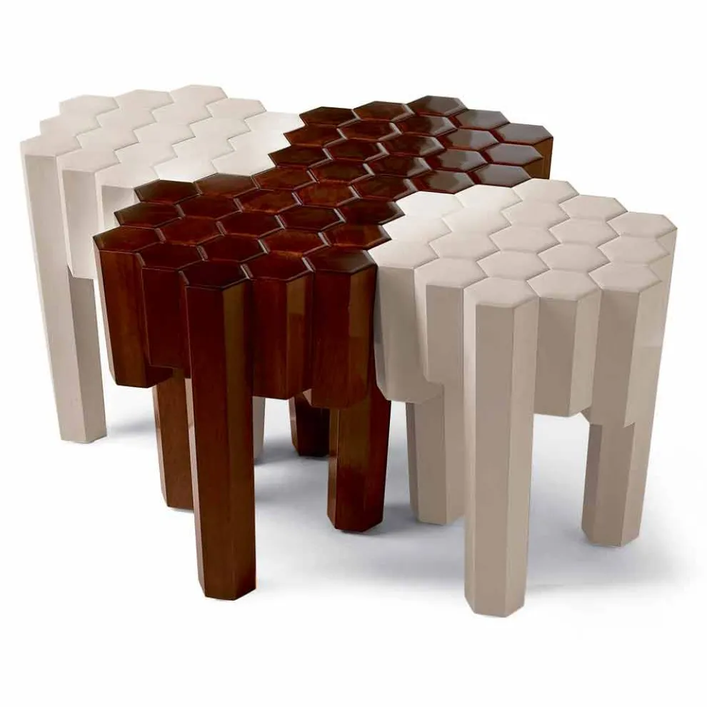 Hocker/Tischchen aus Massivoholz, Design, 38x38 cm, Begga
