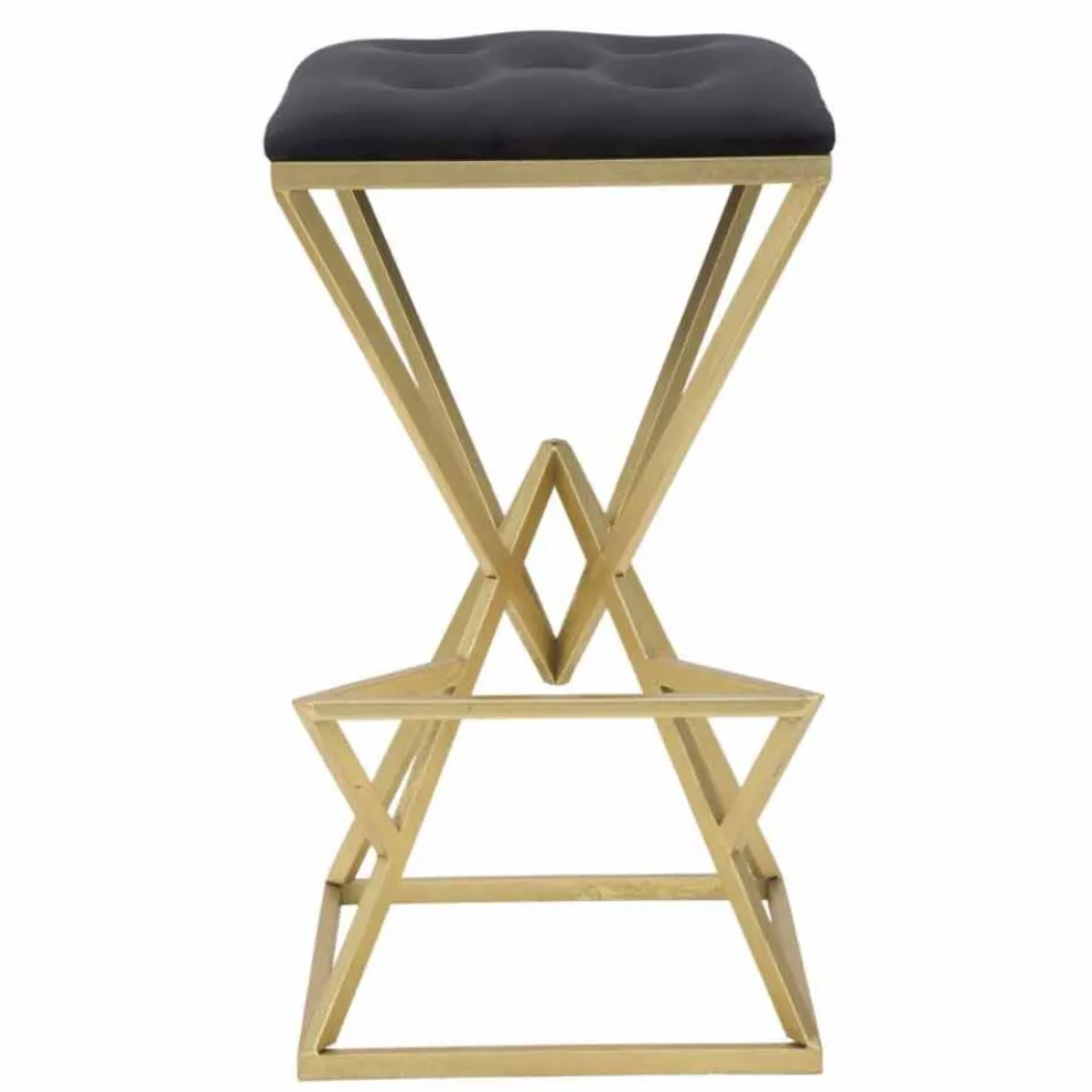 Hoher quadratischer Design-Barhocker aus Eisen und Stoff - Sillie