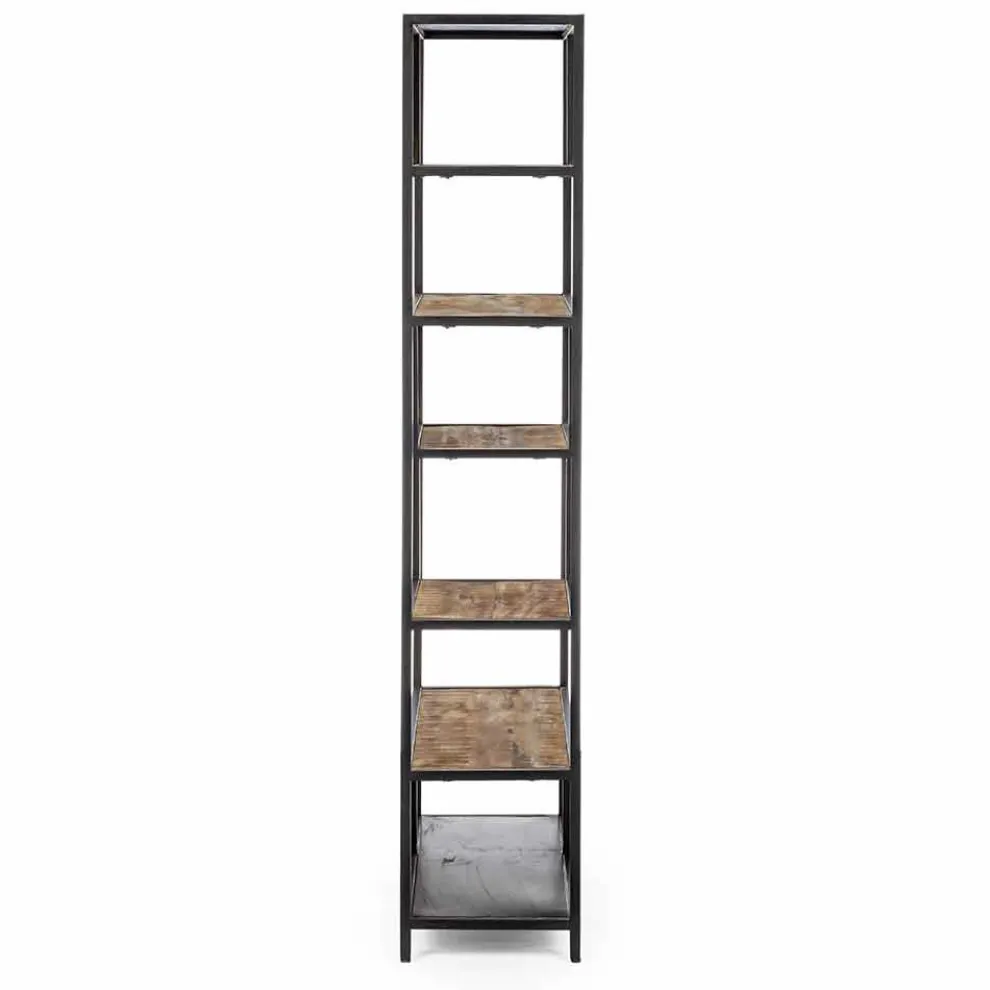 Homemotion Boden Bücherregal aus lackiertem Stahl mit Holzregalen - Borino