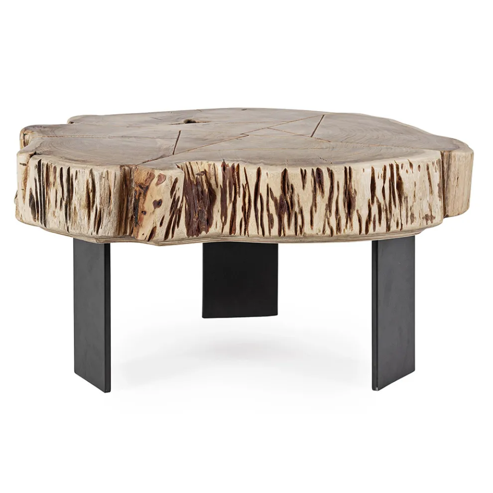 Homemotion Couchtisch aus Stahl und natürlichem Akazienholz - Camala