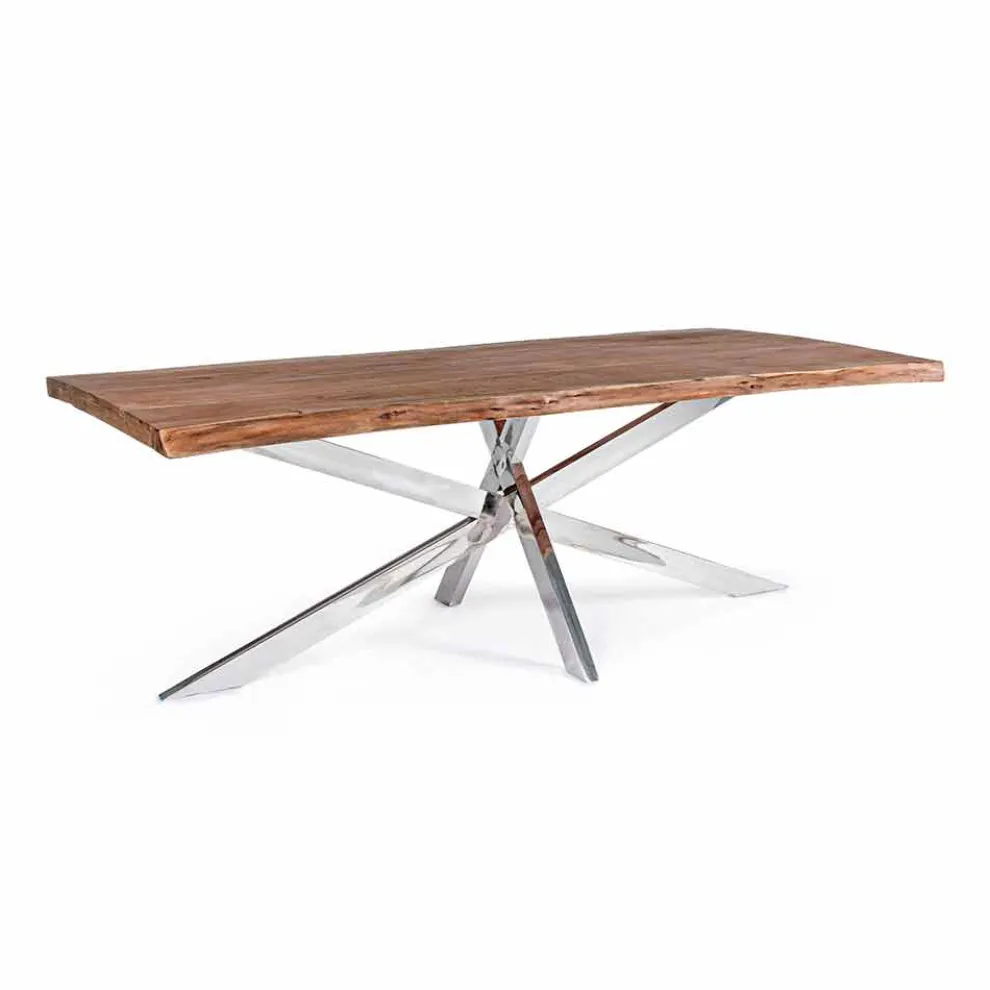 Homemotion Design Esstisch aus Holz und Edelstahl - Kaily