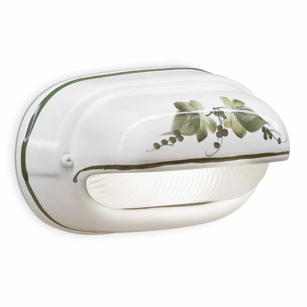 Horizontale Außenwandleuchte aus handbemalter Keramik Efeu - Brindisi