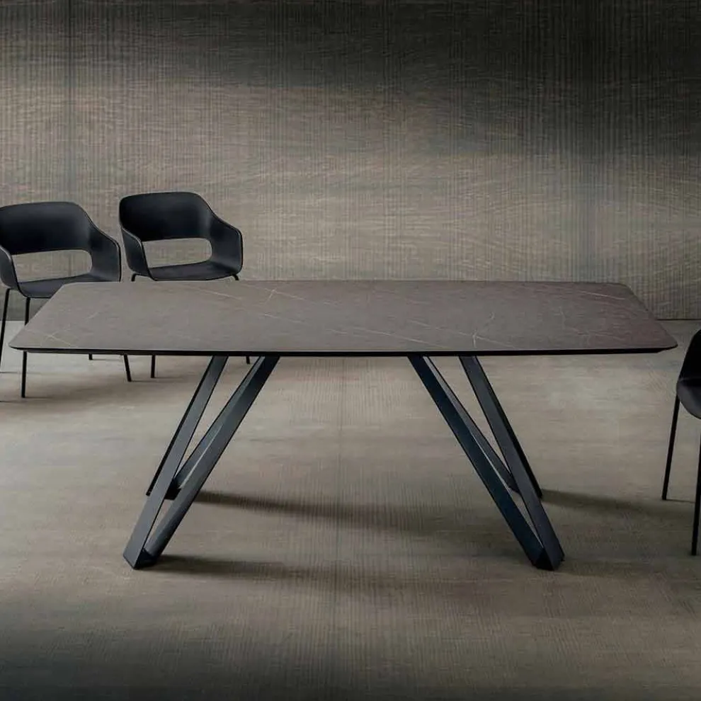 Hpl Küchentisch mit anthrazitfarbenem Metallfuß Made in Italy - Aresto