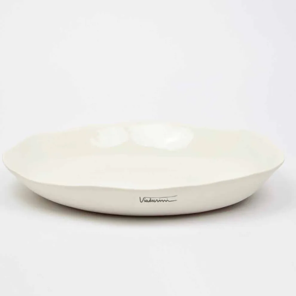 Italienische Luxus weiße Porzellan Runde Servierteller - Arcimaesta