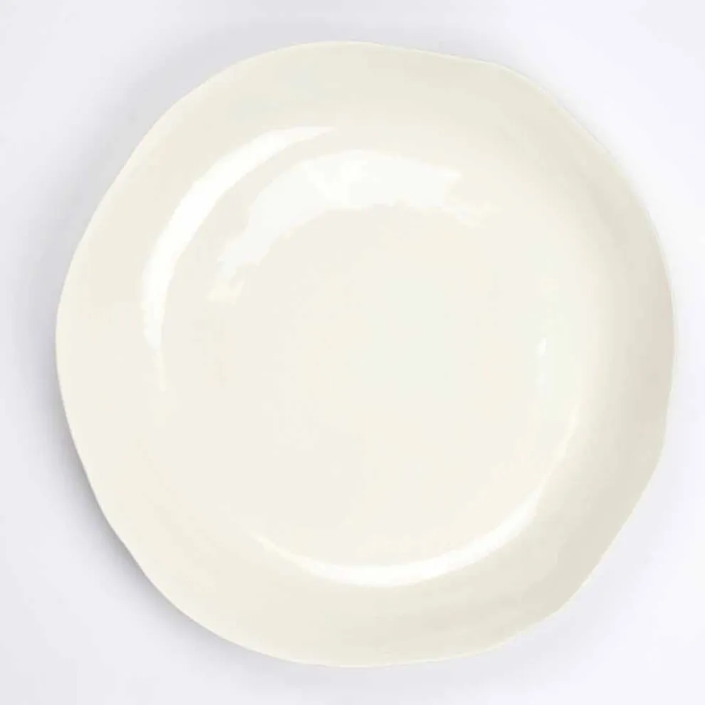 Italienische Luxus weiße Porzellan Runde Servierteller - Arcimaesta