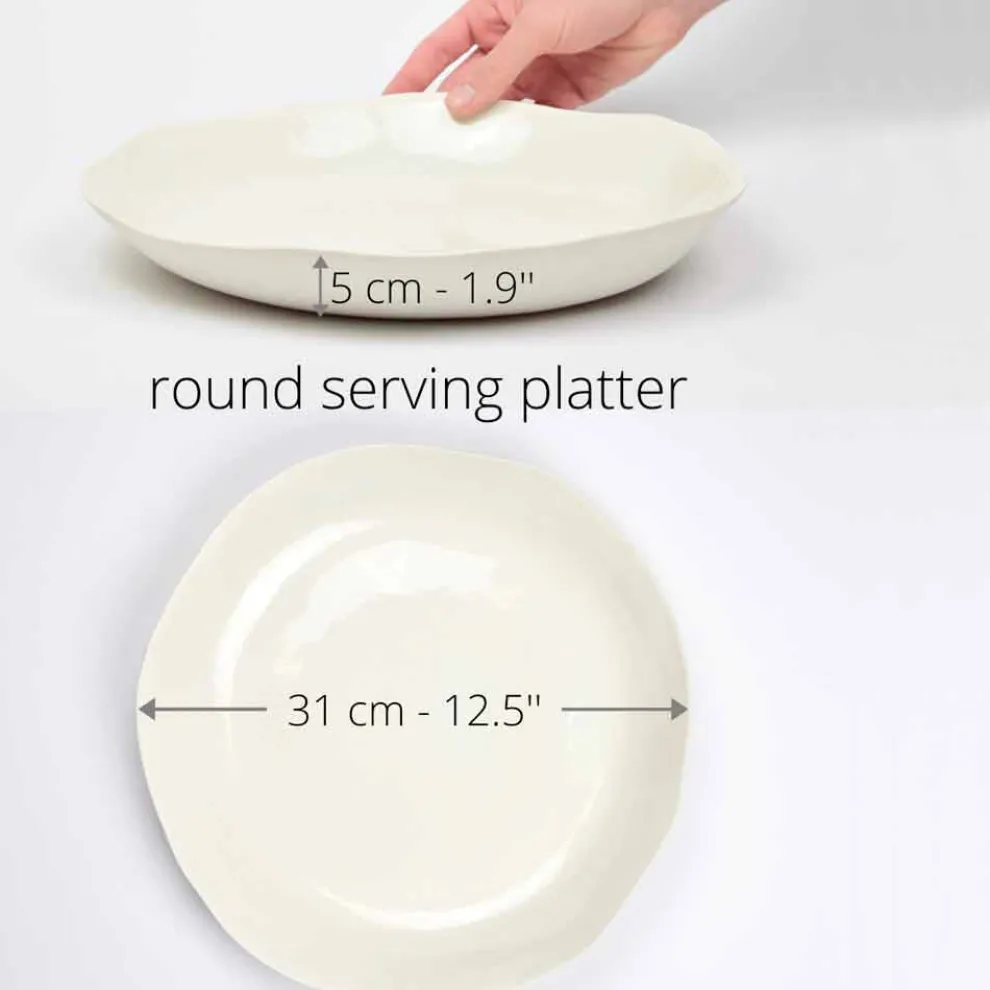 Italienische Luxus weiße Porzellan Runde Servierteller - Arcimaesta