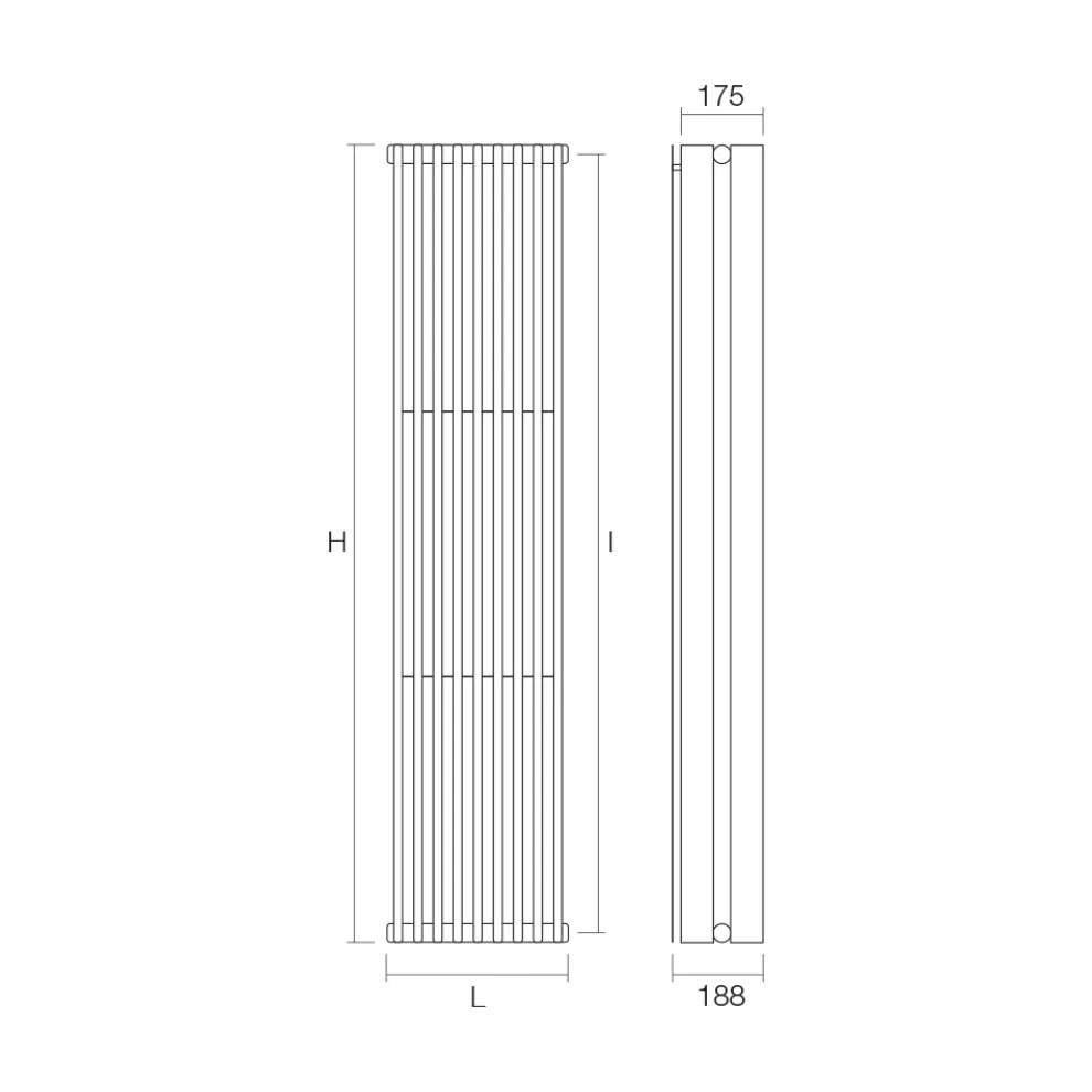Hydraulischer Heizkörper mit flachen Elementen aus verkehrsweißem Stahl – Pflaume