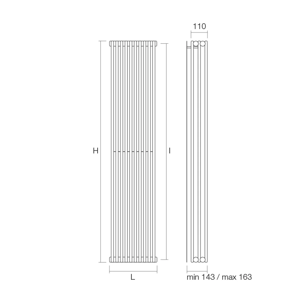 Hydraulischer Heizkörper mit dreifacher Serie vertikaler Elemente, hergestellt in Italien – Cenci
