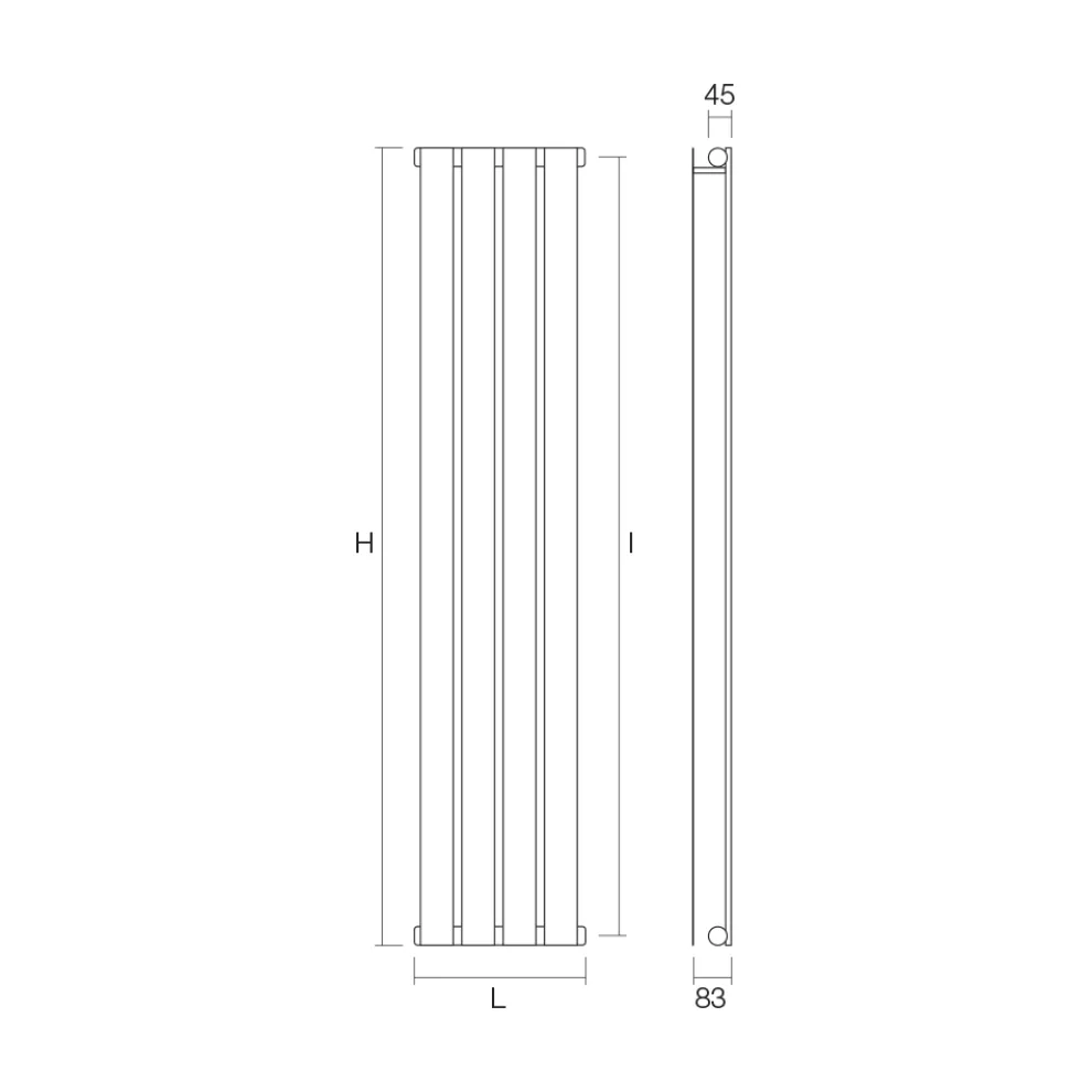 Hydraulischer Heizkörper mit einer Reihe flacher Elemente, hergestellt in Italien – Zabaione