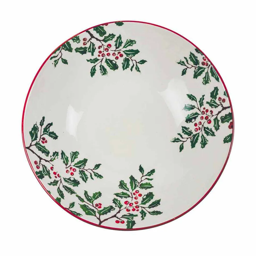 2 Salatschüsseln oder Servierteller mit Weihnachtsdekoration aus Porzellan - Pungitopo