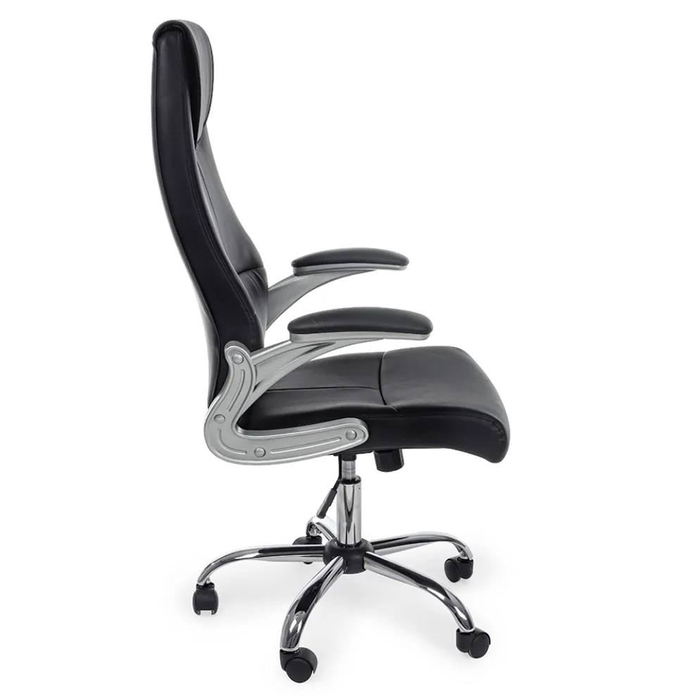 Ergonomischer Bürostuhl aus Stahl und schwarzem oder braunem Kunstleder - Matilda