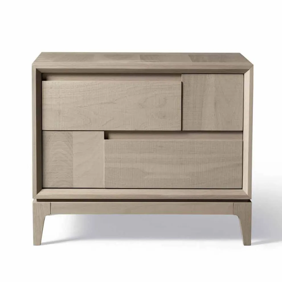 Kommode mit 2 Schubladen, massives Nussholz, modernes Design, Nino