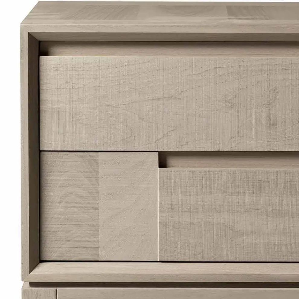 Kommode mit 2 Schubladen, massives Nussholz, modernes Design, Nino