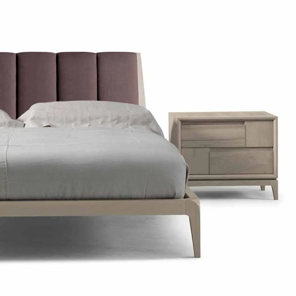 Kommode mit 2 Schubladen, massives Nussholz, modernes Design, Nino