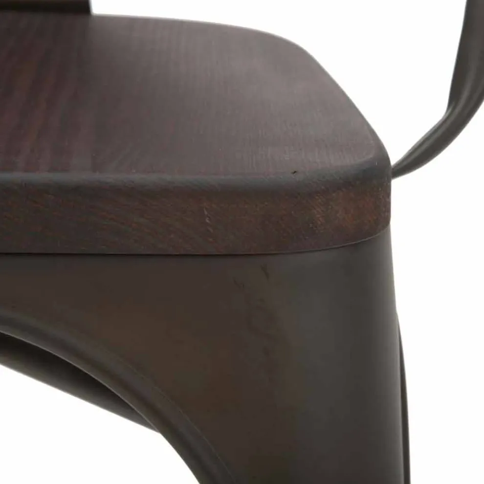 Industriedesign Stuhl Holzsitz und Eisengestell, 2 Stück - Delia