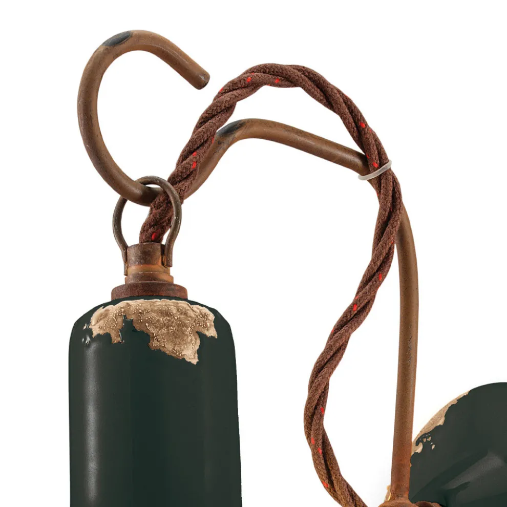 Industrielle handwerkliche Wandlampe aus Eisen und Keramik - Vintage