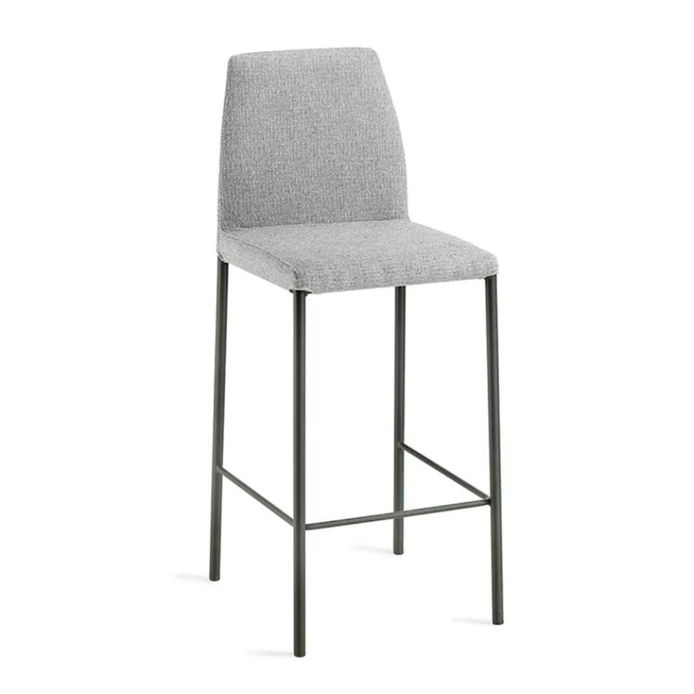 Innenhocker aus Perlenstoff und schwarzen Beinen, hergestellt in Italien – Blumen