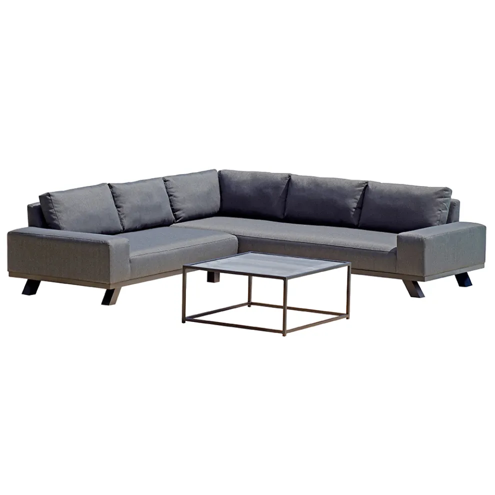 Outdoor-Lounge aus schwarzem Aluminium mit Keramik-Couchtisch - Ghislain