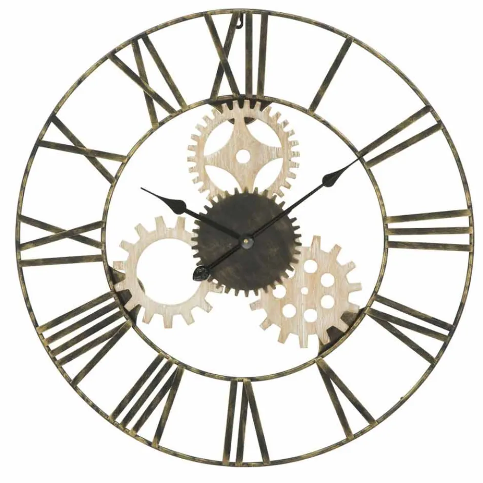 Runde Wanduhr Durchmesser 70 cm Modernes Design aus Eisen und MDF - Jutta