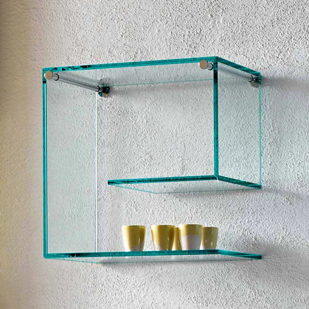 Wandregale aus transparentem Glas Design Made in Italy 2 Stück - Rolle