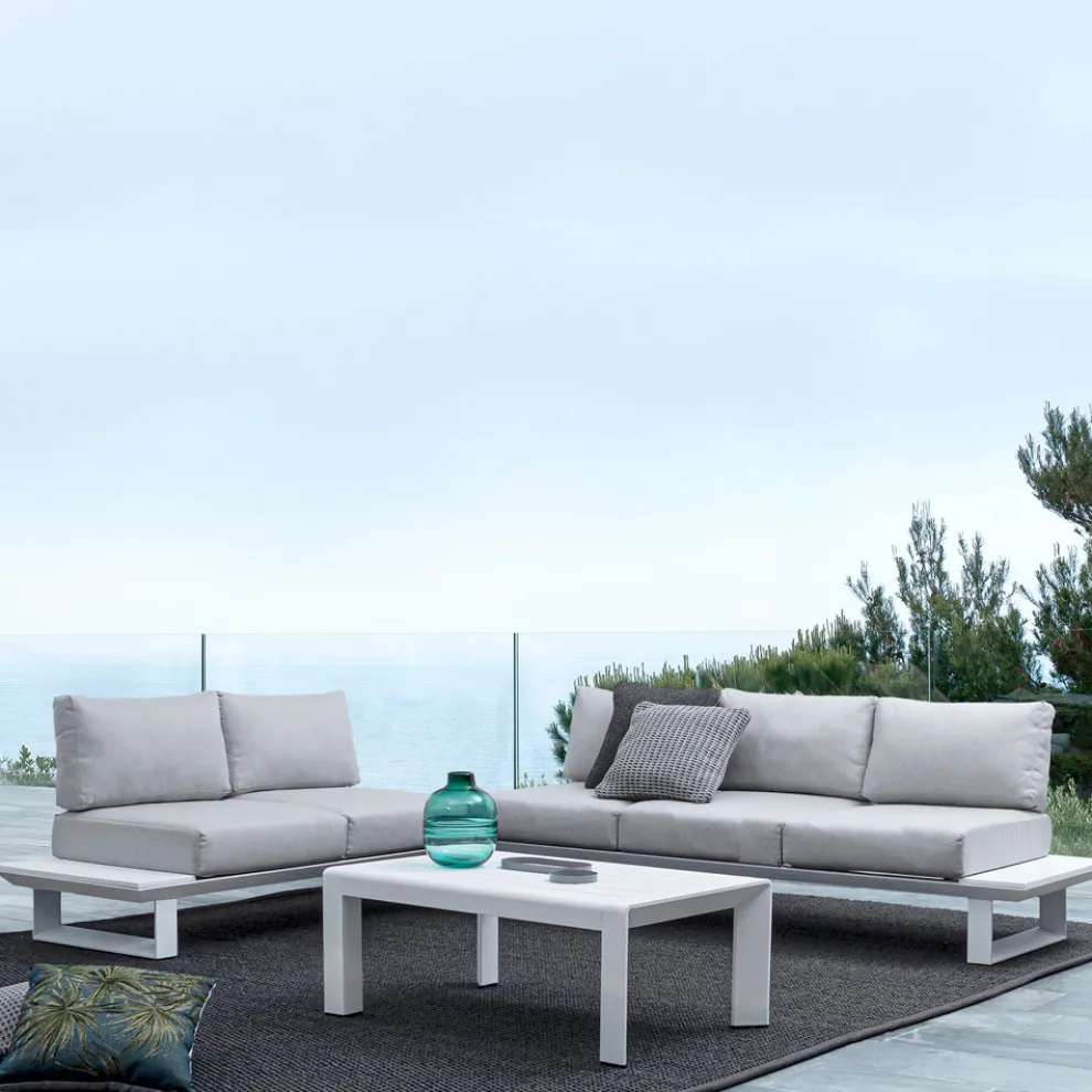 Outdoor Wohnzimmer Zusammensetzung in Aluminium und Stoff, Homemotion - Francine