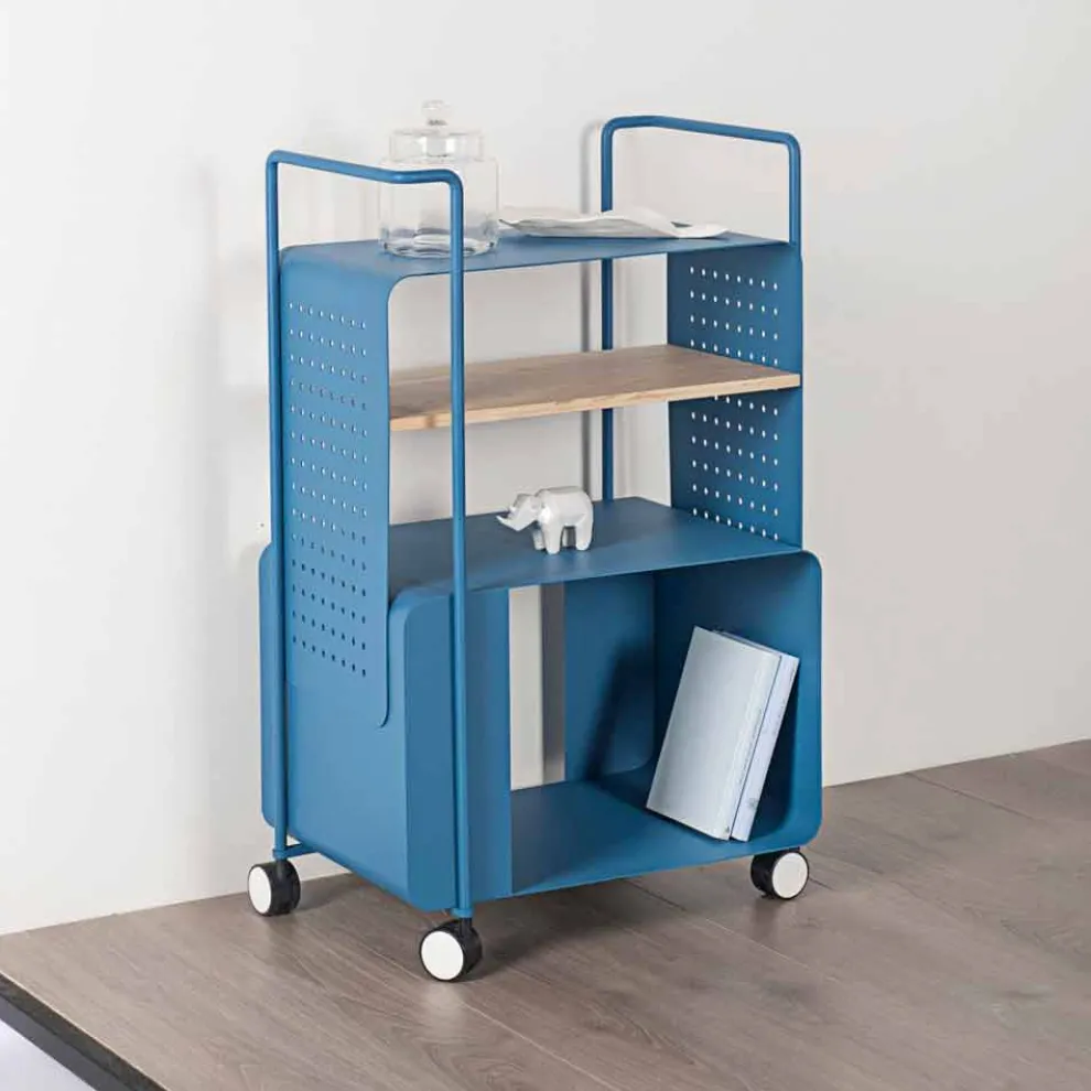 Designwagen aus Stahl mit Eschendeckel Made in Italy - Murella