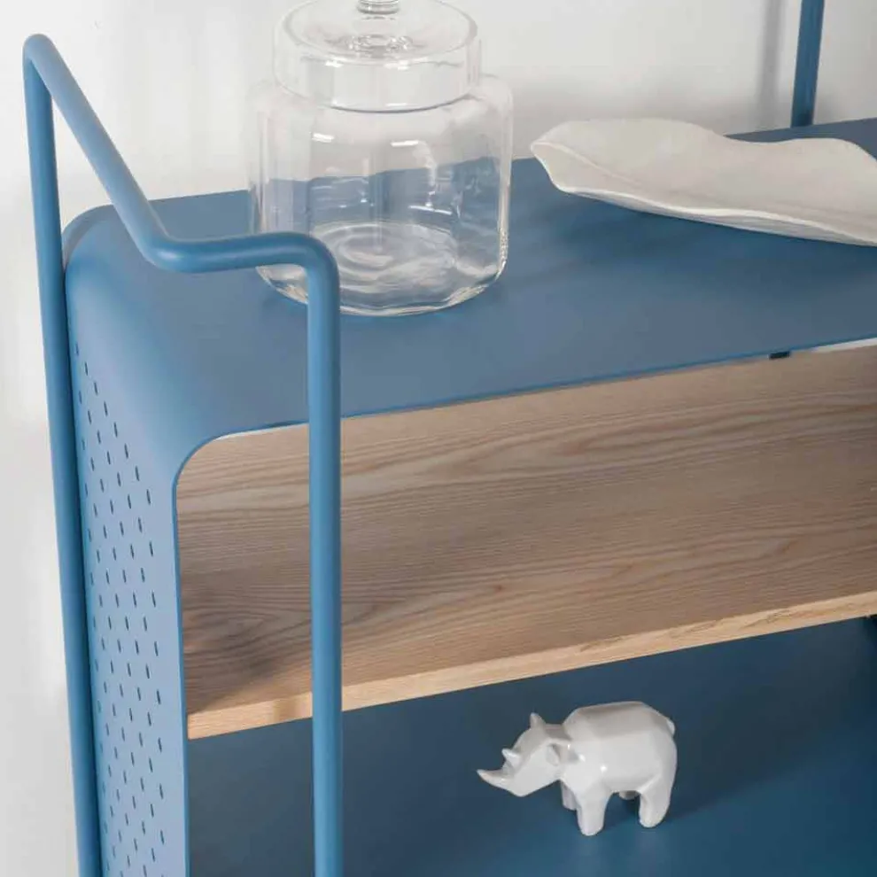 Designwagen aus Stahl mit Eschendeckel Made in Italy - Murella