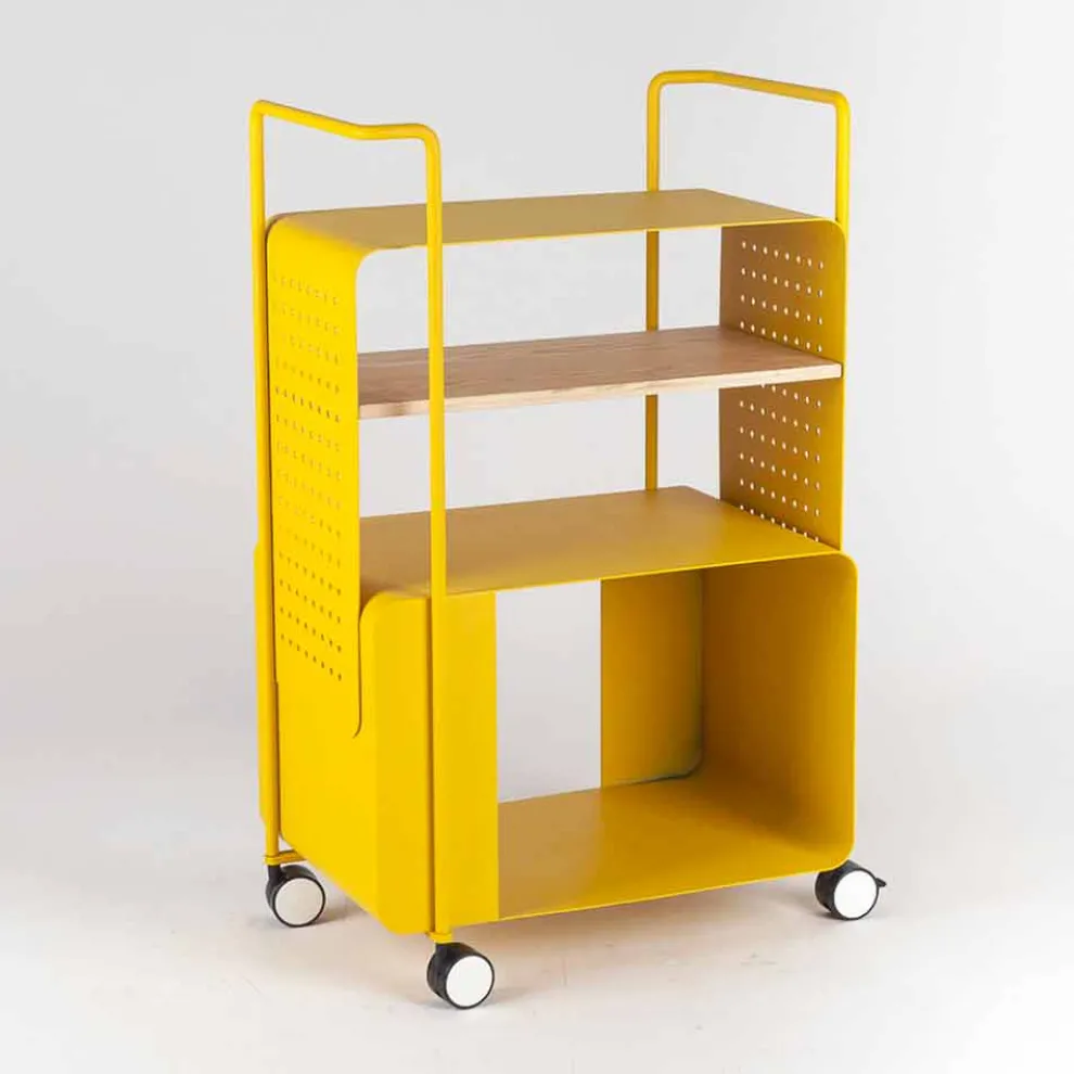 Designwagen aus Stahl mit Eschendeckel Made in Italy - Murella