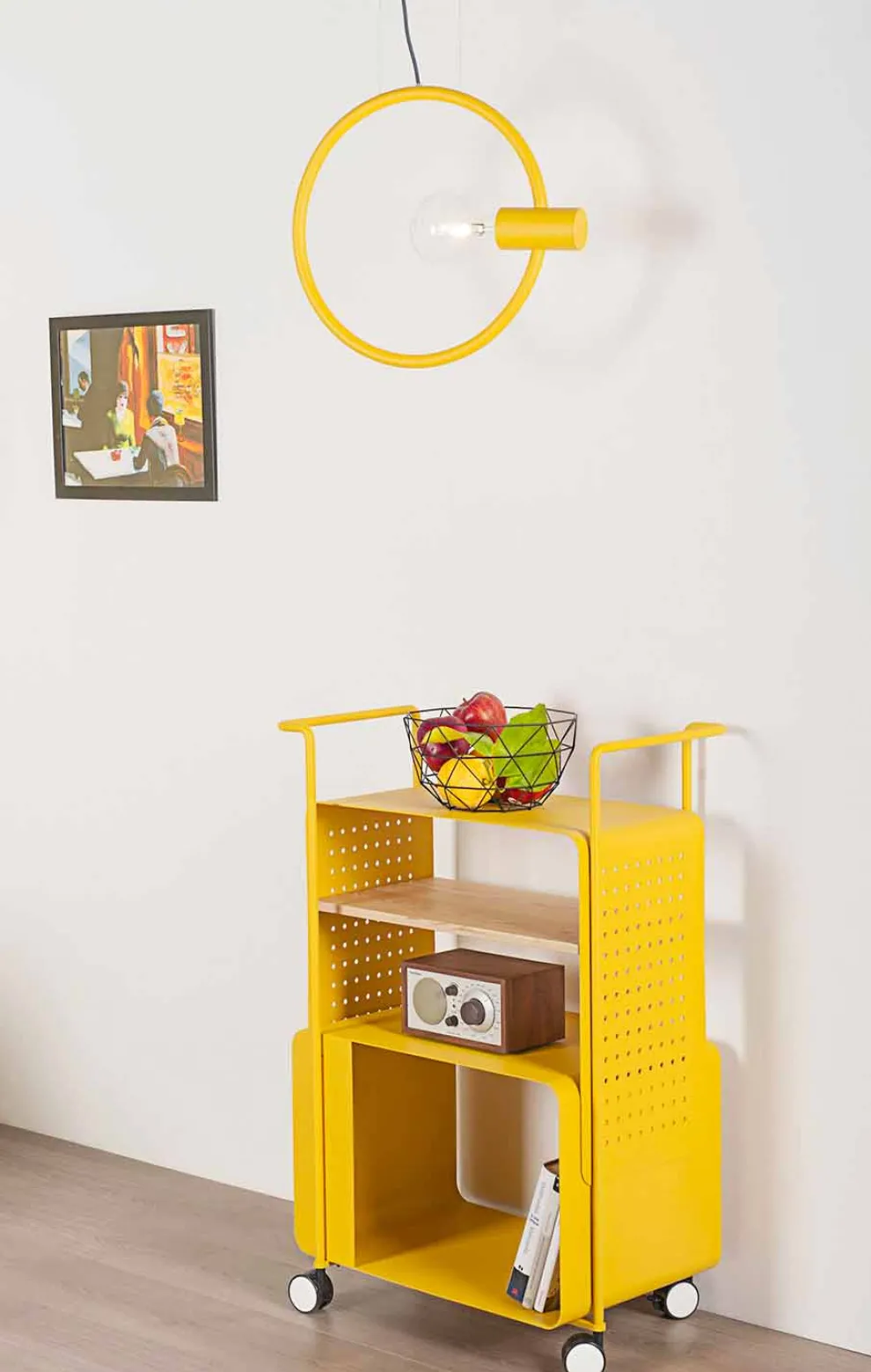 Designwagen aus Stahl mit Eschendeckel Made in Italy - Murella