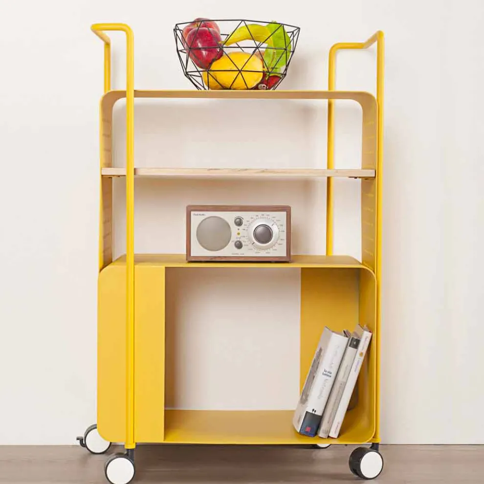 Designwagen aus Stahl mit Eschendeckel Made in Italy - Murella