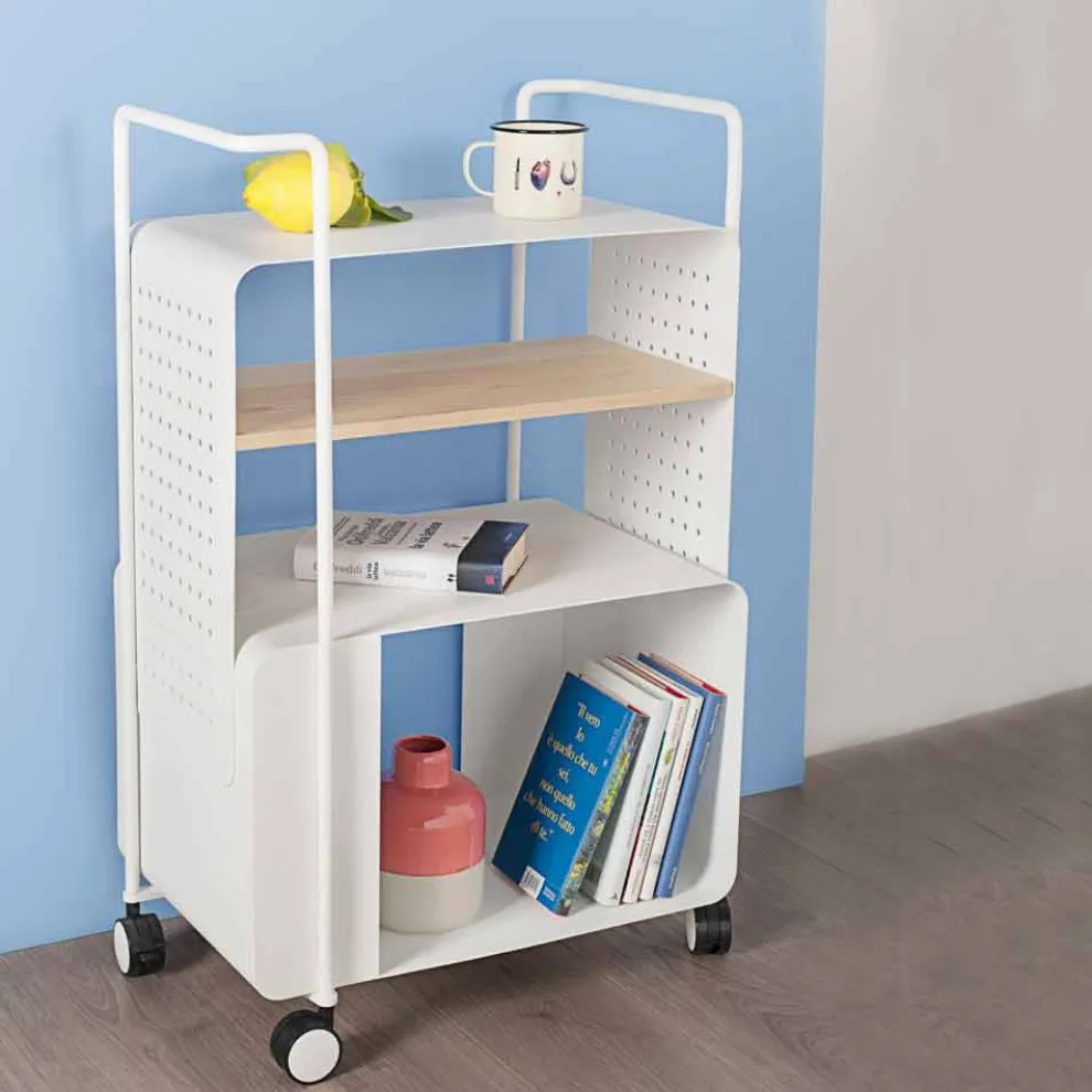 Designwagen aus Stahl mit Eschendeckel Made in Italy - Murella