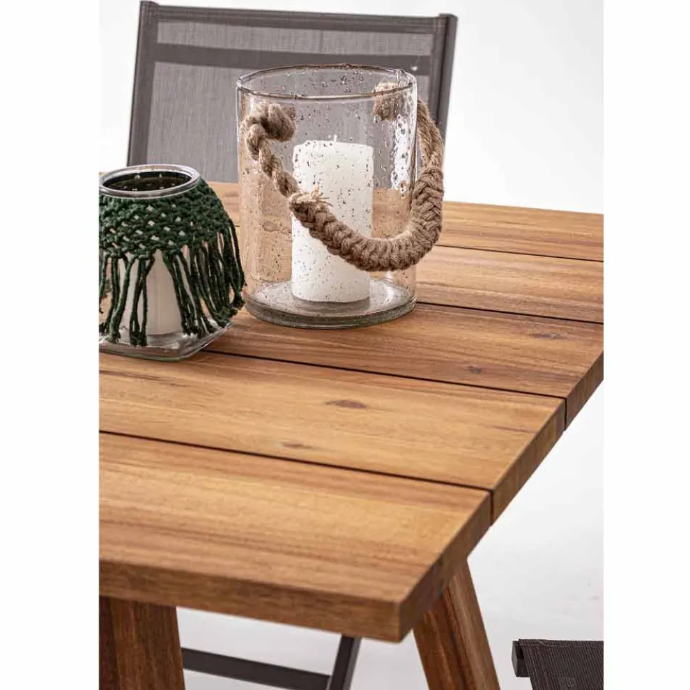 Esstisch im Freien in Acacia Wood Oil Finish - Leonard