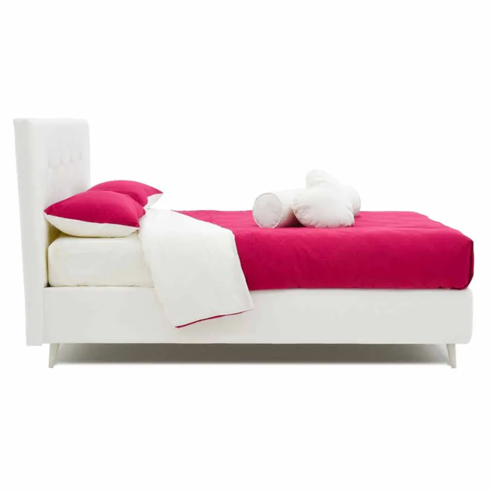 Doppelbett aus Kunstleder mit Swarovski Made in Italy - Perzio