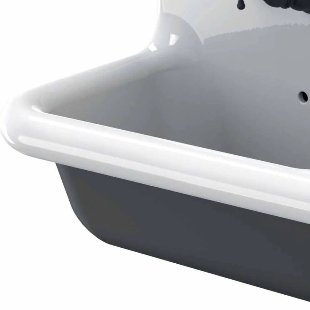 Jack Vintage Doppelwaschbecken aus Keramik an der Wand