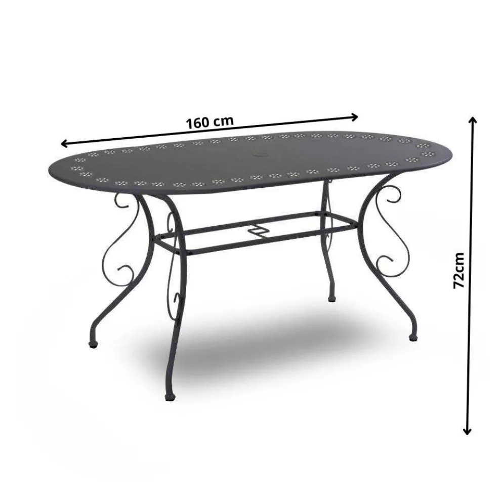 Ovaler Gartentisch ganz aus Metall - Archiv