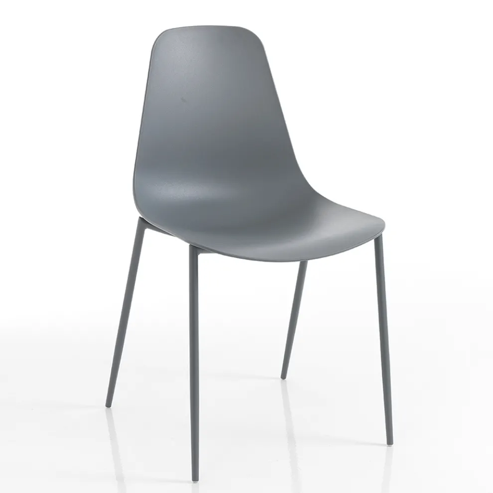 Küchenstuhl aus Polypropylen mit Stahlbeinen 4 Stück - Pinga