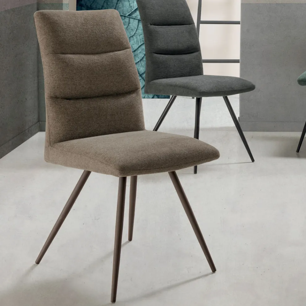 Küchenstuhl aus Stoff mit lackierter Metallstruktur 2 Stück - Rodrigo