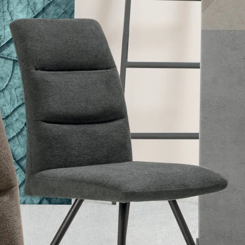 Küchenstuhl aus Stoff mit lackierter Metallstruktur 2 Stück - Rodrigo