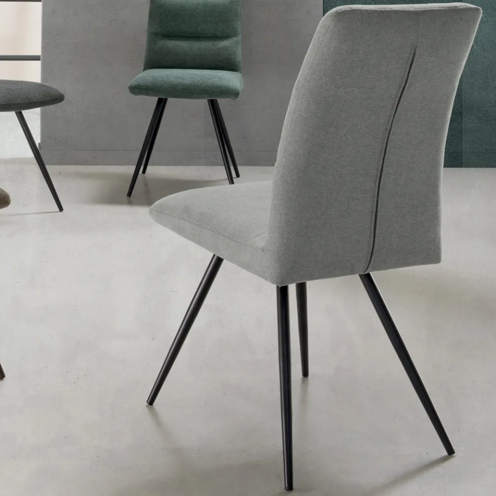 Küchenstuhl aus Stoff mit lackierter Metallstruktur 2 Stück - Rodrigo