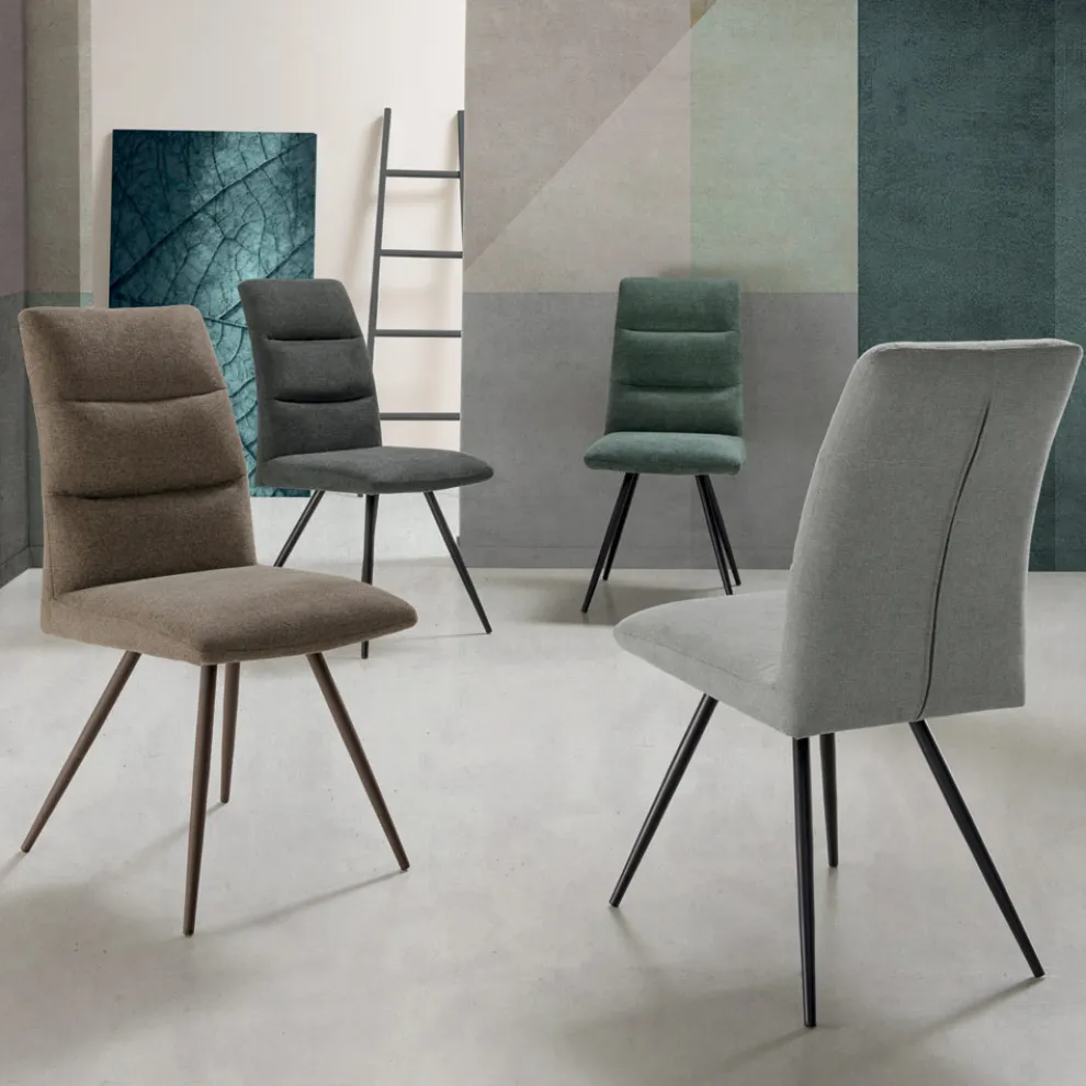 Küchenstuhl aus Stoff mit lackierter Metallstruktur 2 Stück - Rodrigo