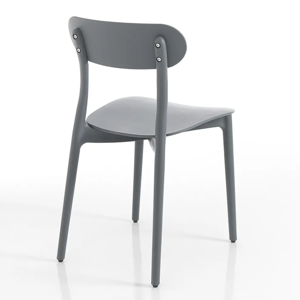 Küchenstuhl aus weißem oder mattgrauem Polypropylen 4 Stück - Milan