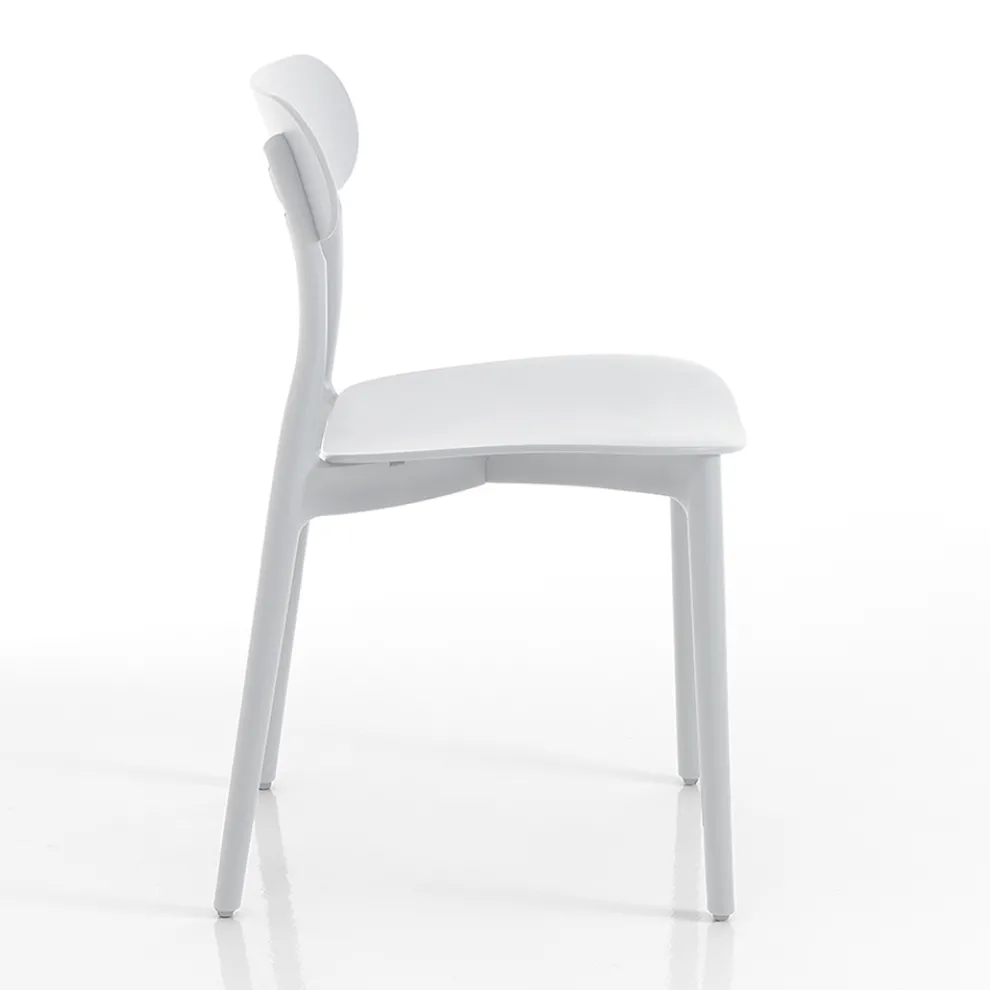 Küchenstuhl aus weißem oder mattgrauem Polypropylen 4 Stück - Milan