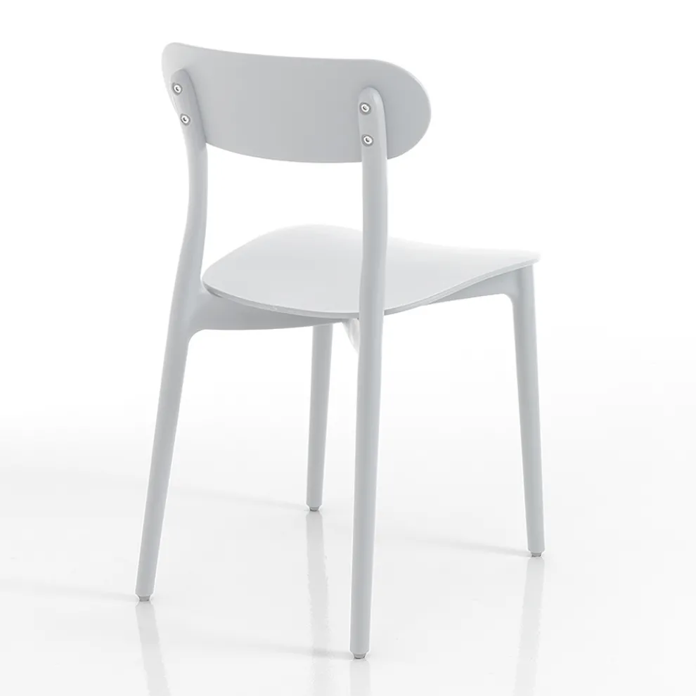 Küchenstuhl aus weißem oder mattgrauem Polypropylen 4 Stück - Milan