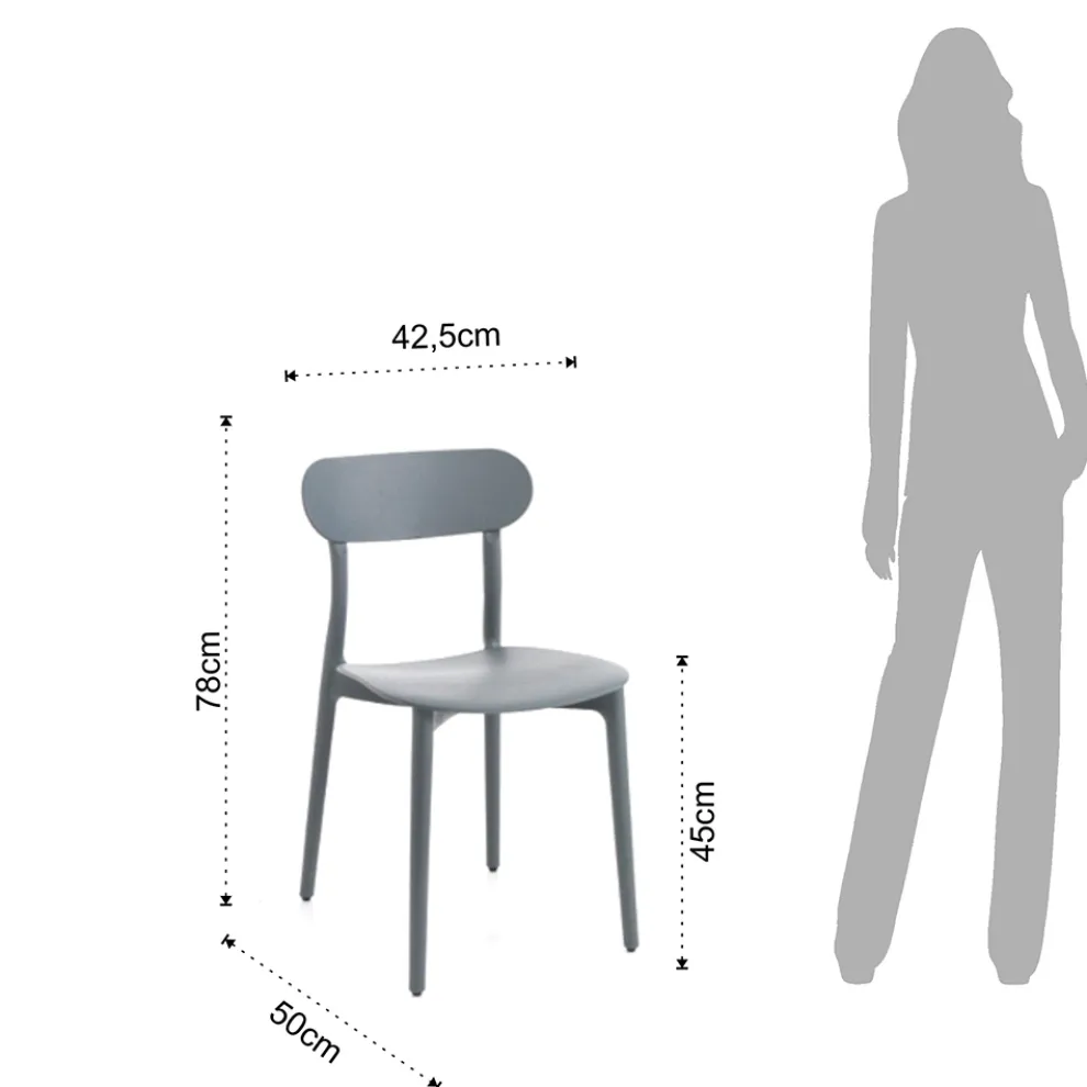 Küchenstuhl aus weißem oder mattgrauem Polypropylen 4 Stück - Milan