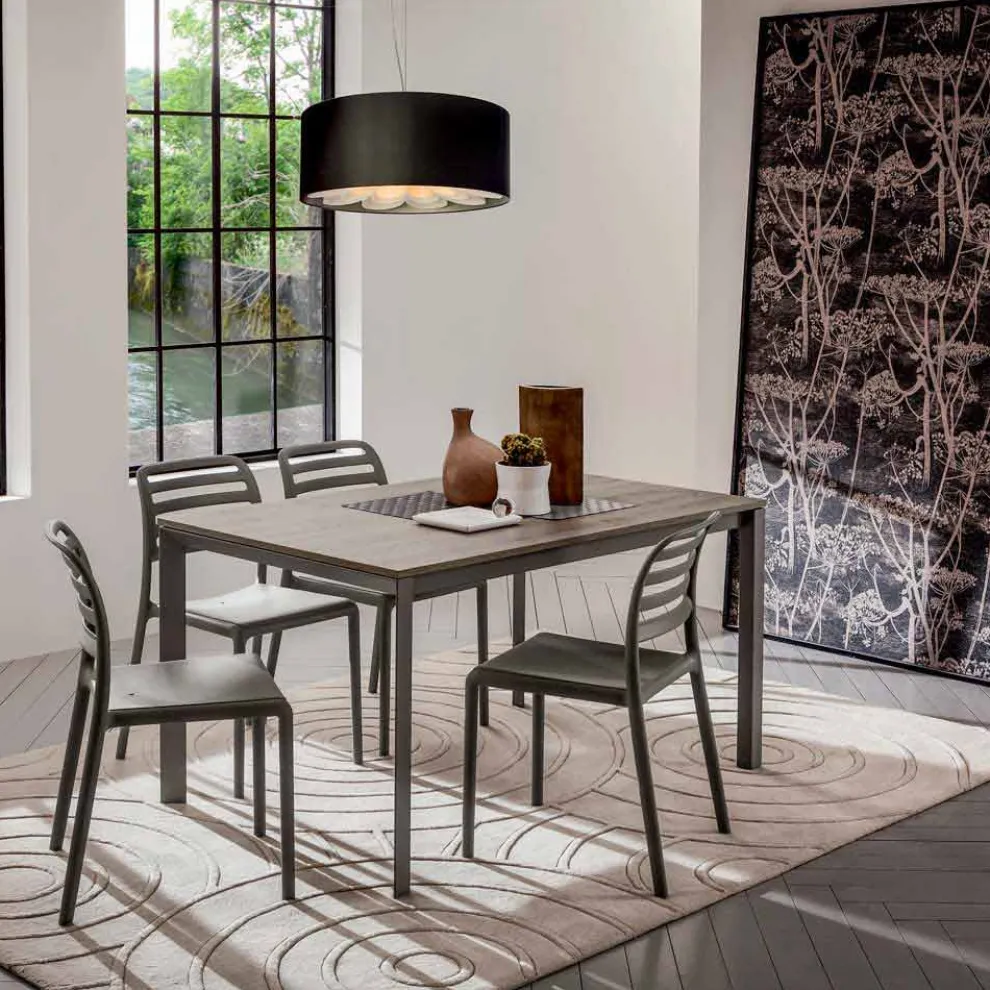 Küchentisch mit Melaminplatte und Metallgestell Made in Italy - Spilla