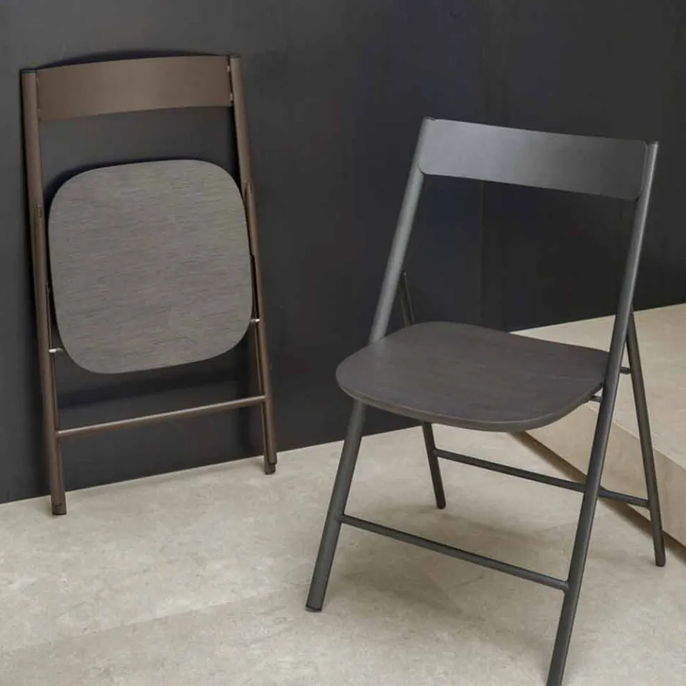 Klappstuhl aus Metall und Eichenholz 2 Stück Made in Italy - Roberta