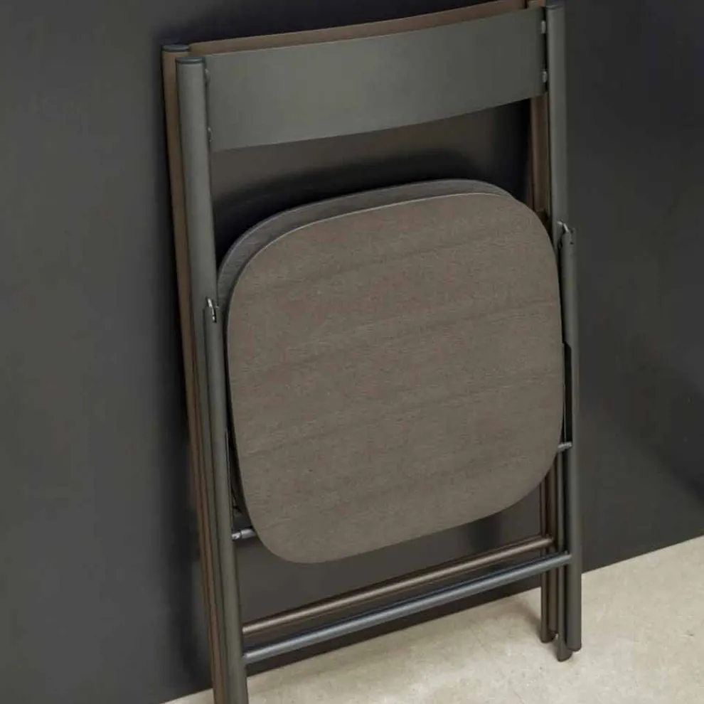 Klappstuhl aus Metall und Eichenholz 2 Stück Made in Italy - Roberta